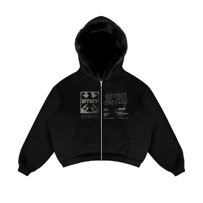 CITY BLACK FUR JACKET