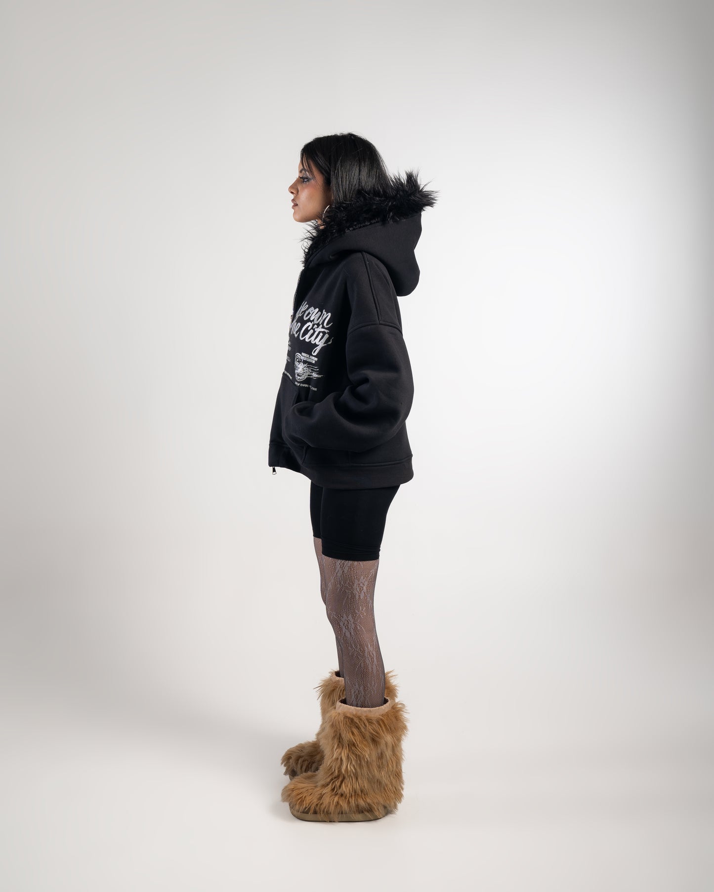 CITY BLACK FUR JACKET