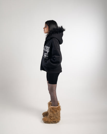 CITY BLACK FUR JACKET